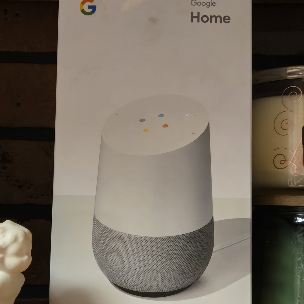 Google Home Voice Assistant in White and Gray